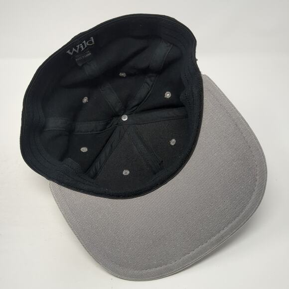 Snap On Fitted Baseball Cap Black One Size Embroidered Vented Holes Wild Impact - Picture 7 of 9